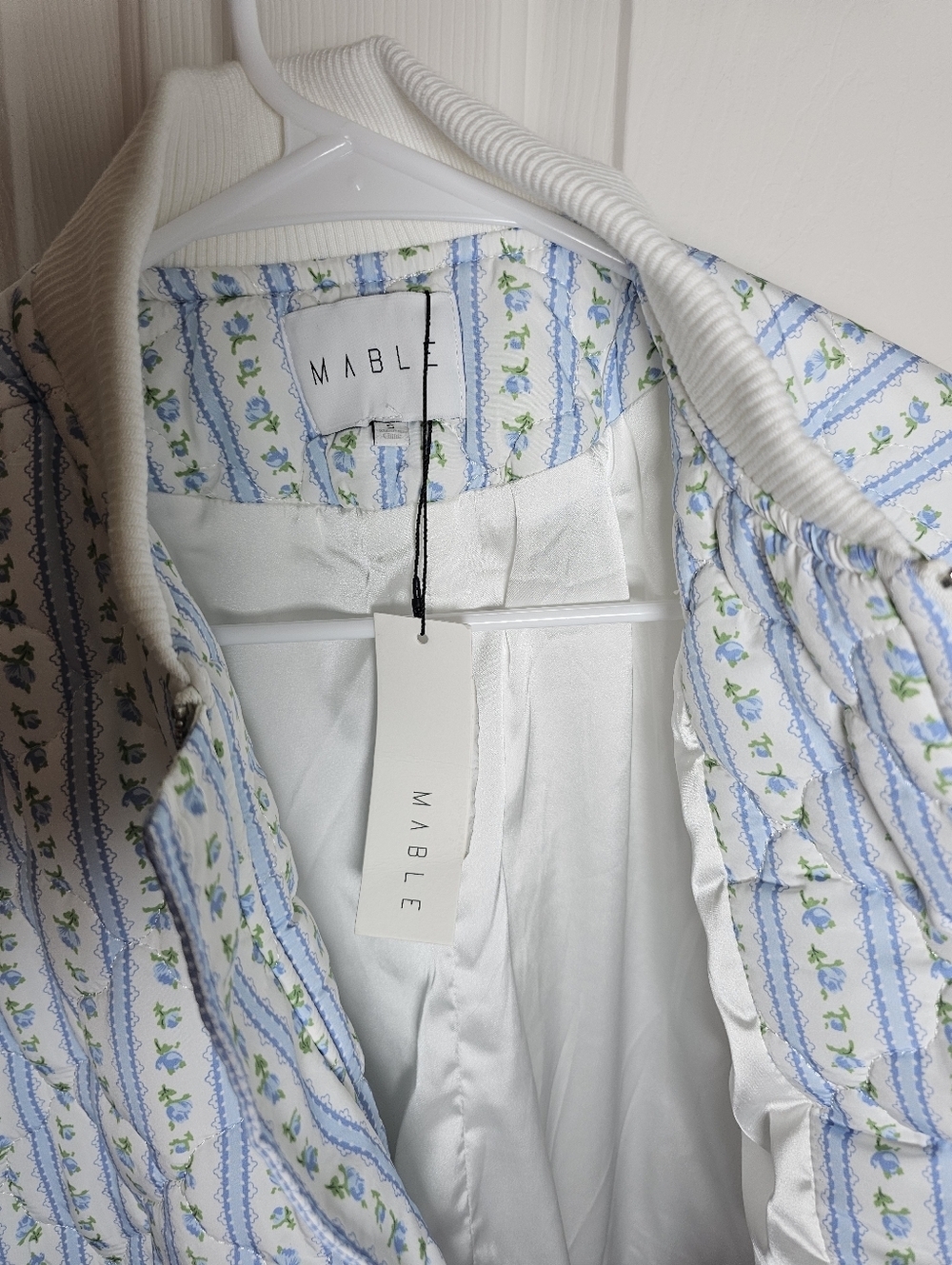 Mable NWT Oversized Lined Quilted Floral Bomber Jacket Cottage Core Size S - Picture 5 of 12